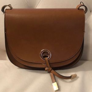 Brown leather satchel